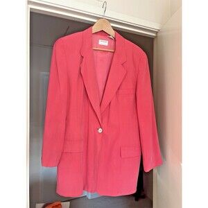 Vintage 90s Preview Collection Pink Silk Blazer Women's Size L Soft Lightweight
